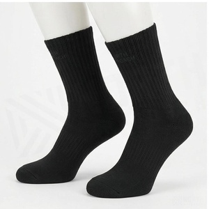 North Approach Crew <b>Socks</b> Solid <b>Black</b> Cotton Breathable Adult Autumn Casual Wear - Product Image 3
