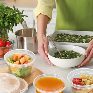 ภาชนะใส่ซุปพลาสติก PP ขนาด 16 ออนซ์ ฝาปิดสนิท ปลอดสาร BPA ใช้กับช่องแช่แข็ง เครื่องล้างจาน และไมโครเวฟได้ ซ้อนกันได้ ดีไซน์ทันสมัย เหมาะสำหรับงานปาร์ตี้ - Product Image 5