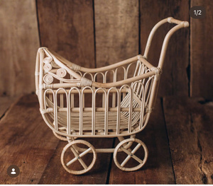 Cochecito de mimbre hecho a mano para fotografía de bebés - accesorios de mimbre para fotos de recién nacidos - accesorios de fotografía para recién nacidos a precio de fábrica - Product Image 3