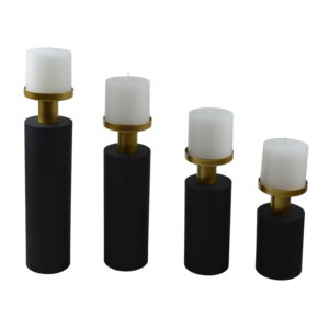 Ensemble de supports de bougies en aluminium noir et or, résistants à l'eau et à la chaleur, écologiques, durables, faits à la main, en gros, pour la maison - Product Image 1