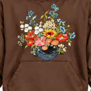 Sweat-shirt à capuche marron chocolat avec motif floral, coupe oversize, décontracté, poche kangourou, style streetwear - Product Image 6