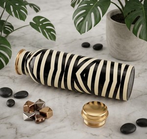 Luxury Enamelled <b>Copper</b> Water <b>Bottle</b> Black Marble Finish Handmade <b>Copper</b> <b>Drinking</b> <b>Bottle</b> Premium Ayurvedic Water Storage <b>Bottle</b> - Product Image 3