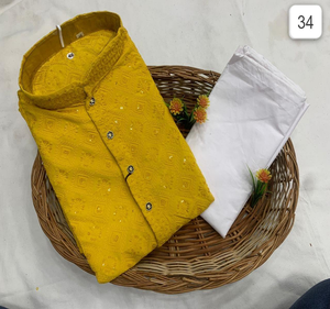 Conjunto de kurta y pijama de rayón étnico para hombre, diseñado para bodas, eventos festivos y uso tradicional informal. - Product Image 6