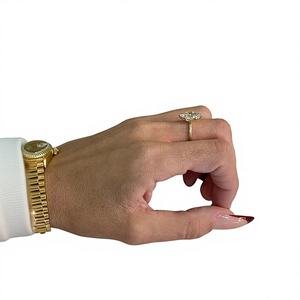 Anillo de Compromiso con Diamante Cultivado en Laboratorio de Corte Marquesa de 2.00 Quilates, Certificado IGI, F VVS2 VVS1, Solitario con Halo Oculto, Oro Amarillo de 18k - Product Image 1