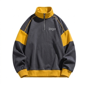 Sweat-shirt à capuche rétro américain pour homme, 100 % coton molletonné, col montant, demi-zip, brodé, coupe oversize et ample - Product Image 6