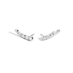 14K 18K <b>Solid</b> Gold Geometric Climber <b>Earring</b> Round Princess Oval Baguette Pear Multi Cut Lab Grown Diamonds Bezel Set 925 <b>Silver</b> - Product Image 3