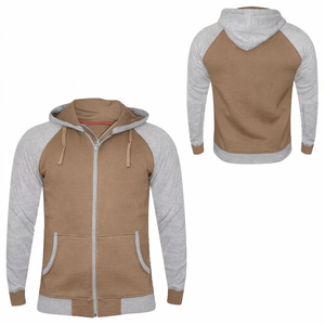 Sweat-shirts pour hommes personnalisés, gris clair, manches raglan, fermeture éclair intégrale, respirants, séchage rapide, couleur unie, hiver, haute qualité, vente en gros - Product Image 1
