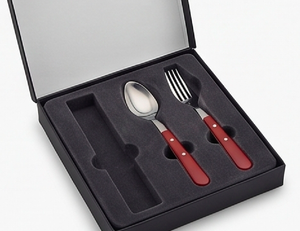 Ensemble de couverts en acier inoxydable avec manches en plastique rouge, design minimaliste, passe au lave-vaisselle, idéal pour les occasions de mariage - Product Image 6