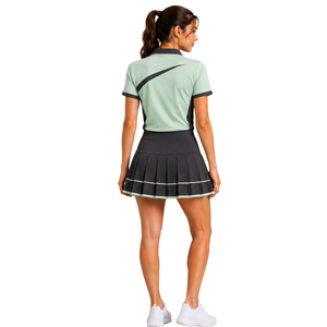Ensemble polo et jupe plissée vert menthe pour femme, tenue de sport athlétique personnalisée, respirante et active - Product Image 2