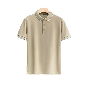 Oem Customized logo Design Fashion New <b>Half</b> Sleeve Top Trend Men's Striped Embroidery Reverse Collar Polo <b>Shirt</b> - Product Image 1