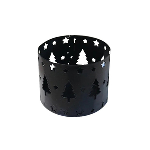 Black Powder Coated Metal Christmas <b>Tree</b> & Star Cutout Candle Holder Festive Tea <b>Light</b> Sleeve For Holiday Decor & Winter Gifting - Product Image 1