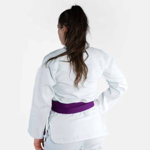 Kimono de BJJ blanc pour femme avec ceinture violette, coupe classique, 100% coton, vêtements d'arts martiaux durables, taille adulte - Product Image 2