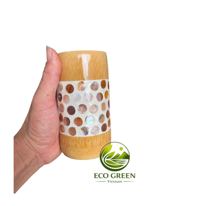 Tasse en bambou artisanale avec des scènes colorées de rizières pour cadeaux naturels, souvenirs de voyage, décoration intérieure, vente au détail et présentoirs - Product Image 6