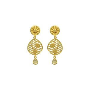 สร้อยคอทองชุบไมครอน 14K18K24K ขายส่ง สร้อยคอแฟชั่น ดีไซน์ลายดอกไม้แบบดั้งเดิม พร้อมต่างหูแบบห้อยเข้าชุด - Product Image 6