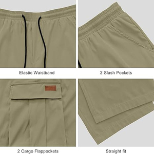 Pantalon cargo décontracté pour homme, multi-poches, grande taille, vêtements d'extérieur d'été, coupe droite, polyester/coton, séchage rapide - Product Image 5