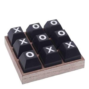 Jeu de Tic Tac Toe en marbre noir avec plateau en bois, fabrication personnalisée en Inde - Product Image 1