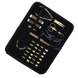 Premium Gold Hair <b>Extension</b> Technician Toolkit with Professional 7 Inch Flat <b>Bead</b> Crimper Removal Tool Mini Scissor Wig Thread - Product Image 1