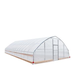 Serra da coltivazione 60FT X 25FT con pellicola trasparente in EVA da 6 Mil e tetto a punta con apertura laterale a manovella, struttura stabile - Product Image 3