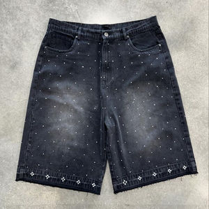 Short en jean élégant de qualité supérieure pour hommes, design personnalisé, 100% coton, respirant, short en jean avec strass pour hommes - Product Image 1