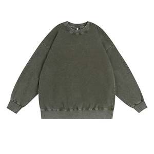 Sweat-shirts vintage surdimensionnés pour hommes, effet délavé, uni, manches longues, col rond, streetwear unisexe, pull déchiré, OEM - Product Image 5