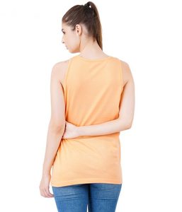 Débardeur tricoté sans manches pour femme, couleur unie, col rond, style décontracté basique, orange - Product Image 1
