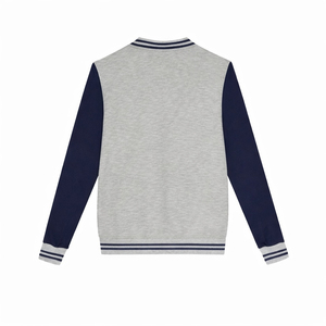 Veste de style universitaire unisexe gris marine, style preppy, boutonnée sur le devant, en tricot de polyester et coton, pour l'automne - Product Image 3