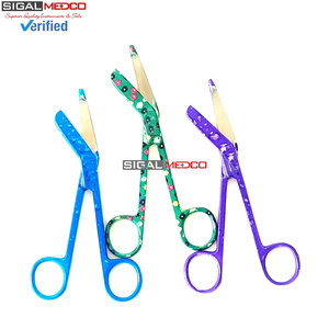 Ciseaux à pansements Lister 3 pièces, motif gouttes de rosée assorties, 5,5 po (14 cm), parfaits pour les infirmières, les médecins, les techniciens médicaux d'urgence et les premiers secours. - Product Image 2