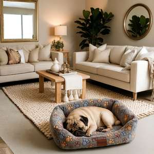 Cuccia per Cani Yommy con Design a Impronta di Zampa e Cuore, Tessuto Morbido in Flanella, Base Antiscivolo, 3 Misure S (42x55 Cm) M, Categoria Prodotto: Tappetini e Cuscini per Animali Domestici - Product Image 2