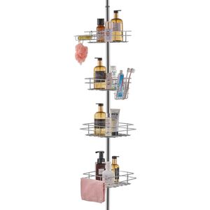 Portaoggetti da Doccia Multifunzionale con Finitura in Plastica Antiruggine, Vassoio Resistente con Capacità di Carico Elevata, 42"-114" di Altezza - Product Image 1