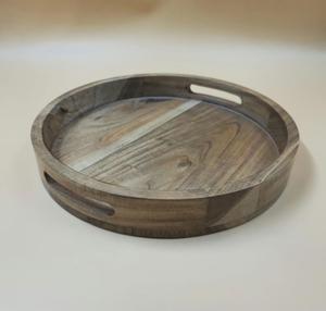 Bandeja Redonda de Madera Personalizada, Vajilla Rústica con Asas, Decoración para Mesa de Centro, Adorno para el Hogar Estilo Rústico - Product Image 6