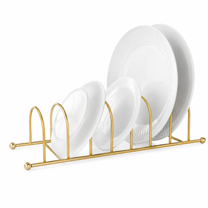 Premium Metal <b>Plate</b> <b>Rack</b> Organizer 4-Tier Vintage Iron Dish Stand for Kitchen Cabinet and Countertop Storage <b>Plate</b> Holder - Product Image 6