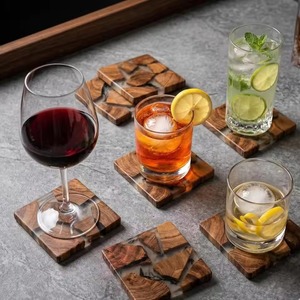 Handmade <b>Clear</b> <b>Epoxy</b> <b>Resin</b> Coaster Set with Modern Design Round Shape 10 CM Diameter and <b>Clear</b> Protective Finish REHMAN CRAFT - Product Image 4