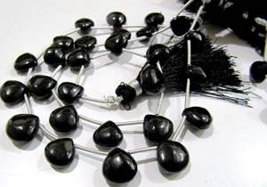 Perles facettées en spinelle noire naturelle en forme de cœur, 5 à 6 mm, brins de 13 pouces de long - Product Image 3