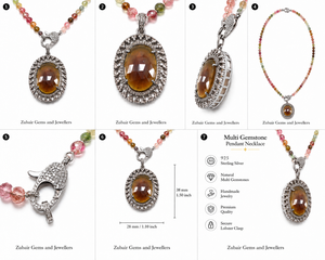 Collier en argent sterling 925 avec tourmaline jaune naturelle pour femme, perles de tourmaline multicolores, pierres taillées à facettes, finition soignée - Product Image 1