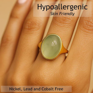 Handmade Brass Green <b>Jade</b> <b>Ring</b> Minimalist Round Gemstone <b>Ring</b> Natural Stone Boho Vintage Jewelry for Women - Product Image 3