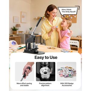Macchina per la creazione di badge da 1,25 pollici, forma ergonomica, nuova condizione, 500 pezzi di componenti per badge, taglierina circolare, chiavi esagonali, macchina per la creazione di spille - Product Image 4