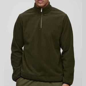 Sweat-shirt en molleton vert olive pour homme, col montant, coupe classique, style décontracté automne, tricoté, manches longues - Product Image 1