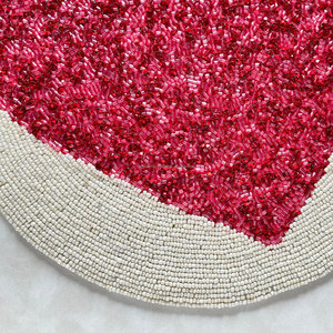 Crimson Red Scalloped Heart <b>Beaded</b> <b>Placemat</b> Valentine's Day Table Decor Boutique Wholesale Artistry By PR India - Product Image 4