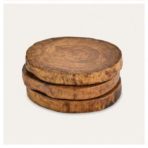 Handcrafted Natural Teak Wood Coasters With Bark Edge Eco-Friendly Rustic <b>Log</b> Slices <b>For</b> Coffee & Tea Durable & Heat-Resistant - Product Image 3
