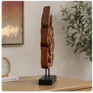Escultura de Hoja de Monstera Hecha a Mano en Madera, Decoración de Mesa Estilo Bohemio, Pieza de Arte Vegetal para la Sala de Estar y Decoración del Hogar - Product Image 3