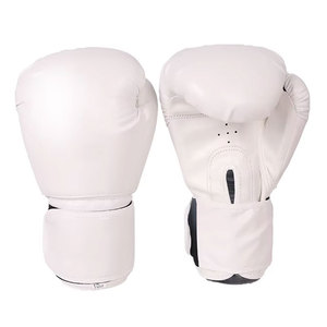 Gants de boxe en cuir blanc à lacets 10oz respirants avec sangle de poignet réglable pour adulte, équipement d'entraînement, logo personnalisable, unisexe - Product Image 1