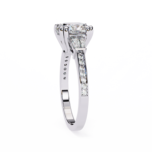Bague de fiançailles de luxe en or jaune 14 carats avec diamant de 2,5 carats taille coussin et baguette, certifiée IGI, diamant de laboratoire, pour anniversaire et mariage - Product Image 6