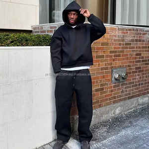 Survêtements en coton personnalisés de poids lourd avec logo, sweat-shirts à capuche et pantalons de survêtement en tissu épais French Terry pour hommes - Product Image 1