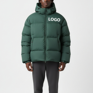 OEM Winter Customized Premium Puffer Jackets Zipper Stand Collar Hoody <b>Waterproof</b> Windproof Wool Lined High Quality Front Custom - Product Image 1