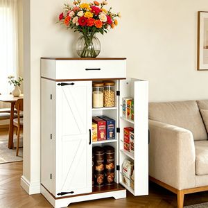 Armoire de cuisine moderne de style farmhouse, 47 pouces, en bois massif, pour rangement - Product Image 1