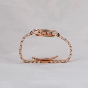 Reloj de Lujo con Diamantes en Oro Rosa, Caja Cuadrada de 36 mm, Analógico de Cuarzo, Unisex, Cierre Desplegable, Esfera de Cristal de Zafiro - Product Image 3