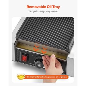 Piastra Elettrica Commerciale per Panini da 1800W in Acciaio Inox, Macchina per Sandwich da Interno con Controllo della Temperatura, Spina USA - Product Image 4