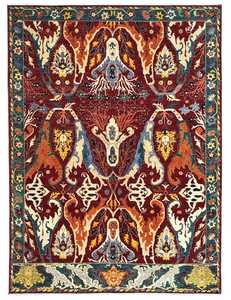 Handmade Wool Area Rug Persian Style Abstract Medallion Carpet Non Slip Latex Rectangle Floor Mat for Living Room Bedroom - Product Image 1