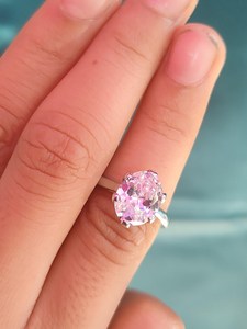 Anillo Solitario de Moissanita Rosa con Corte Ovalado para Mujer, Plata 925 Original, Regalo de Aniversario para Pareja, Joyería - Product Image 3