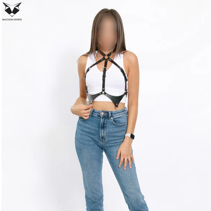 New Arrival Trendy Customized Made Fashionable Punk Leather Body <b>Harness</b> <b>Belt</b> For Women Adjustable Waist & Chest Straps - Product Image 3